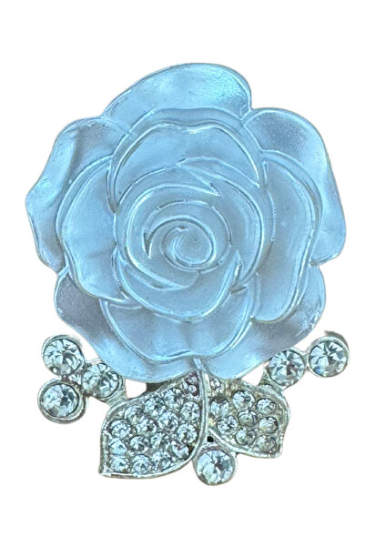 Crocs Metal Taşlı Terlik Süsü Beyaz Gül-Metal Taşlı jibbitz-Metal Taşlı Charm...