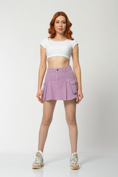 What's Up Whatsup Карго-мініспідниця з кишенями з деніму - Ліла