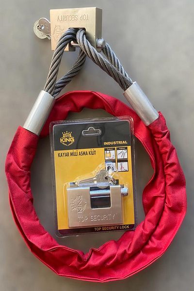 PADRİ 3 Meters 12 mm Anti-Cut Steel Rope - Red Cover Motor Bike
