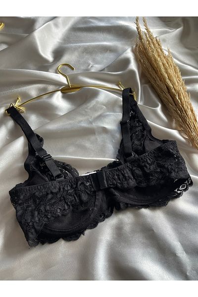 MODELLİFE Cupă B Cupă întreagă Sutien negru cu dantelă cu sârmă Necăptușită Sârmă Acoperire completă Sutien elegant și de întărire