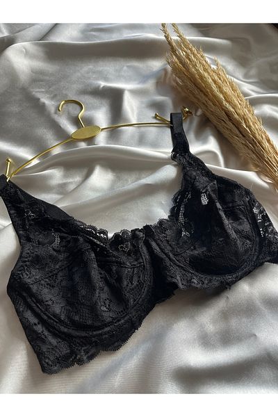 MODELLİFE Cupă B Cupă întreagă Sutien negru cu dantelă cu sârmă Necăptușită Sârmă Acoperire completă Sutien elegant și de întărire
