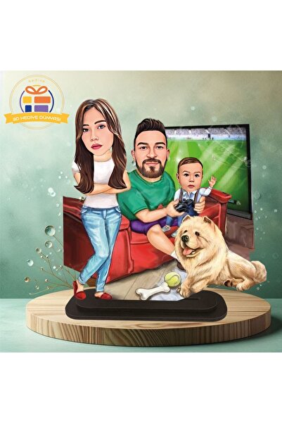 Genel Markalar plesteyşın oynayan baba oğul karikatürlü biblo hediye  3d masa...