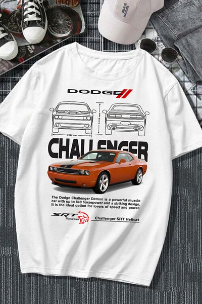 Touz Moda Λευκό μπλουζάκι με στάμπα Dodge Challenger