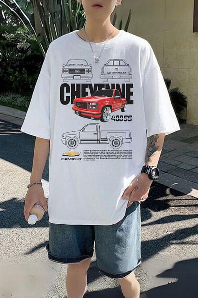 Touz Moda Tricou alb cu imprimeu Chevrolet Cheyenne
