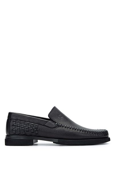 Tamer Tanca Genuine Leather Black Men's Loafer Shoes