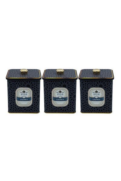 EVLE Erb22v2 Square Metal Storage Container with Knob Handle 120x120 Set of 3