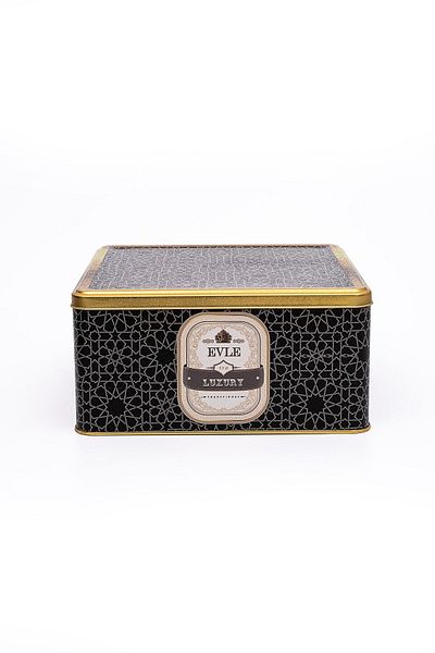 EVLE Er029-v2 Trellis Patterned Square Metal Storage Container 24x24 Cm