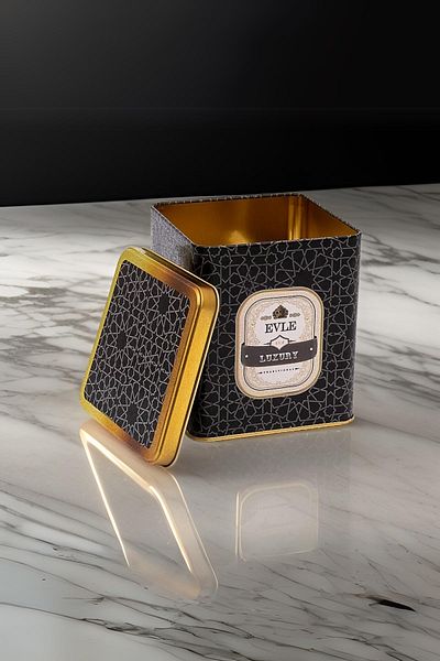 EVLE Er024-v2 Trellis Patterned Square Metal Storage Container 12x12 Cm