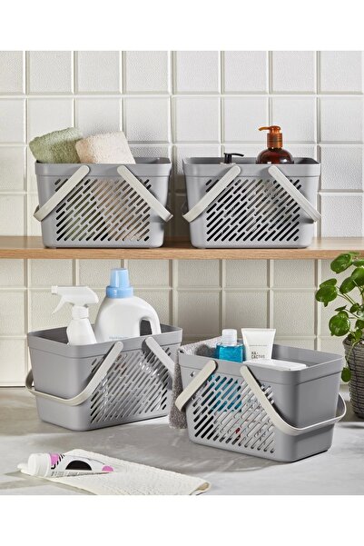 Ecolux Set of 4 - Portable and Multi-Purpose Bathroom, Kitchen, Drawer Organizer Basket with Handle
