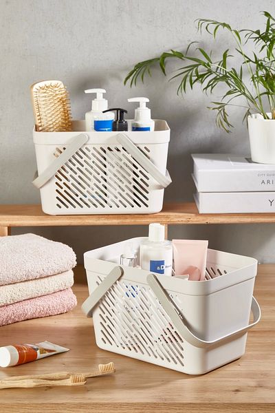 Ecolux Set of 4 - Portable and Multi-Purpose Bathroom, Kitchen, Drawer Organizer Basket with Handle