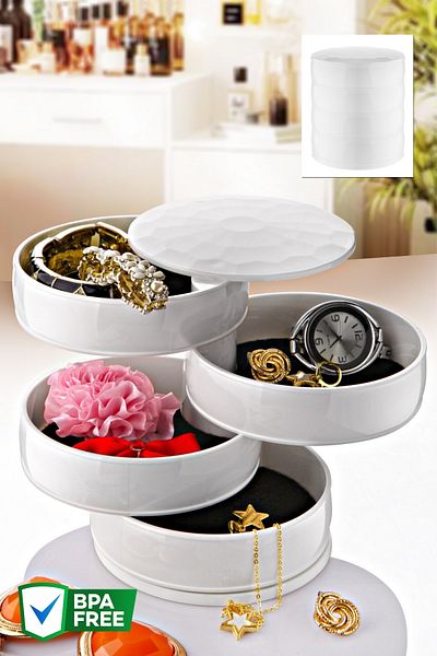 Nandy Home Στρογγυλή περιστρεφόμενη οργάνωση κοσμημάτων 4 επιπέδων 360 μοιρών