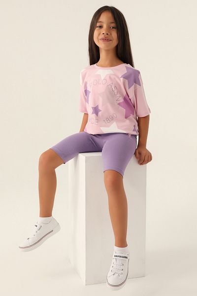 U.S. Polo Assn. Set cu licență Star Pink Girl de sus și de jos