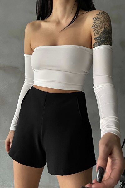 Eka Γυναικείο λευκό κολάρο Madonna Crop 0956-1876