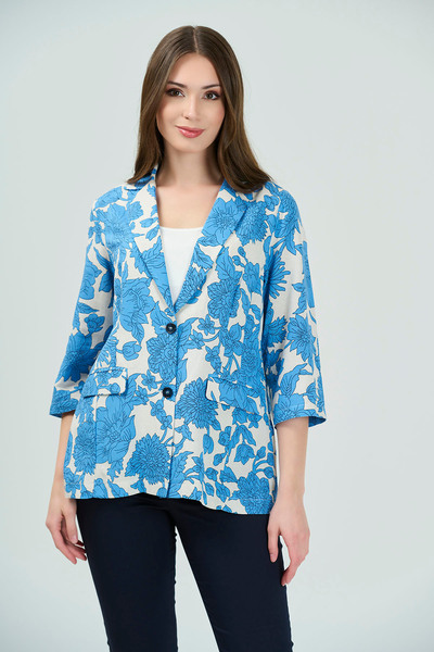 TOLGA SARAÇOĞLU 50225 СИНЯ КУРТКА БЕЗ ПІДКЛАДКИ З ВІЗЕРУНКОМ КВІТІВ