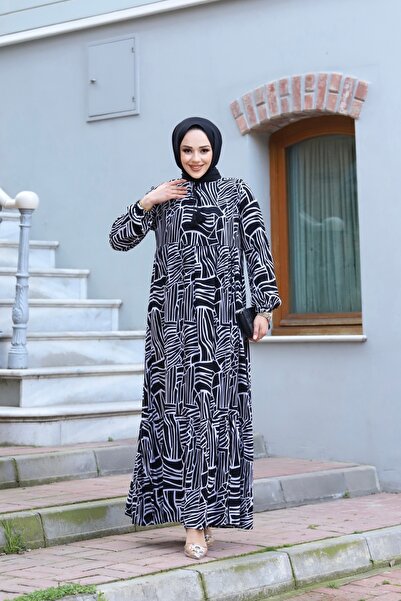 Sfg Life Moda ДАМСКА РОКЛЯ ОТ ВИСКОЗЕН ПЛАТ С ХИДЖАБ, ПРЕДНА ЯКА И РЪКАВИ, ДЕ...