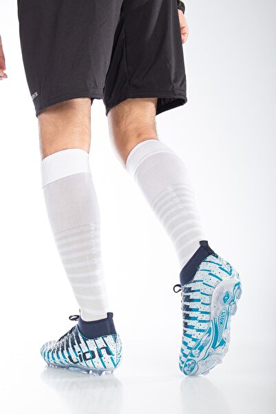 Freemax Unisex Çoraplı Krampon Futbol Ayakkabısı Turkuaz Lacivert