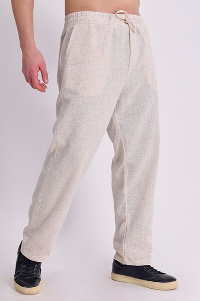 RELAXL 100% Cotton Oversize Wide Leg Summer Thin Beige Linen Trousers