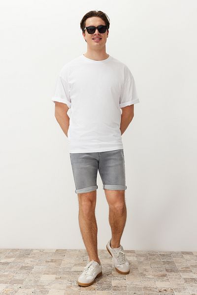 Trendyol Collection Slim Fit szürke farmer rövidnadrág - TMNSS24SR00049