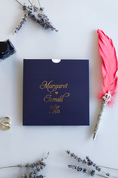 Pixel Davetiye 50 Adet Lacivert - Düğün Davetiyesi  Yaldızlı-Düğün-Nişan-Kına-Nikah-Sünnet Davetiye-8737