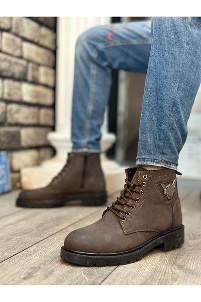 BOA Ba0080 Eagle Zippered Brown Men's Classic Sports Classic Half Ankle Boots