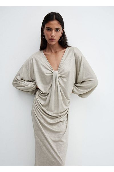 MANGO Woman Rochie drapeată lurex