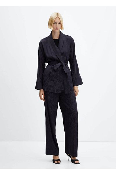 MANGO Woman Pantaloni din material jacquard
