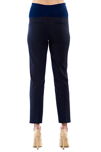 Motherway Maternity Adjustable Waist Navy Blue Fabric Work Trousers