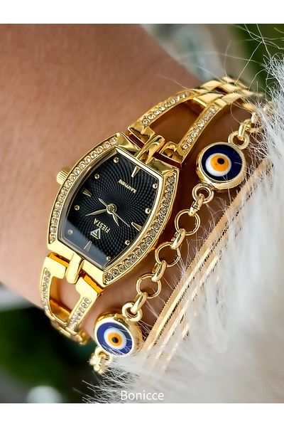Fiesta Gold Yellow Steel Cord, Bridal, Engagement, Wedding Clock Handcuffs Model Wristwatch