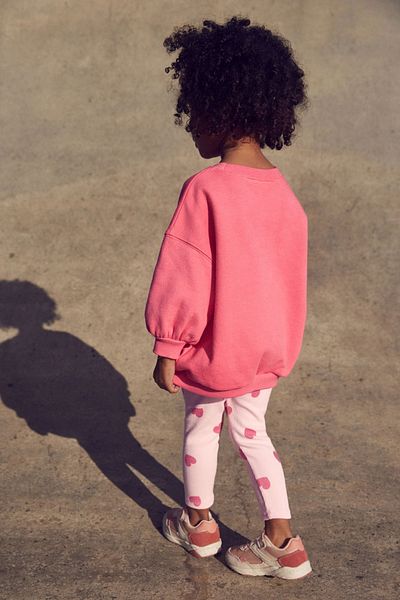 Next Baby Pink Printed Cotton Sweatshirt and Tights Set