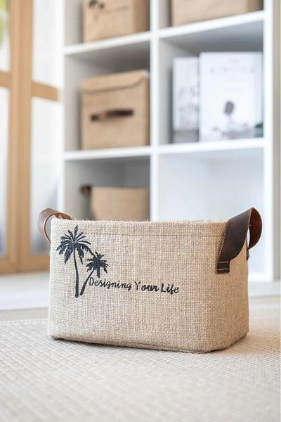 Bages Jute In-Cabinet Laundry Kids Room Toy Organizer Folding Storage Basket Organizer 24x17x15