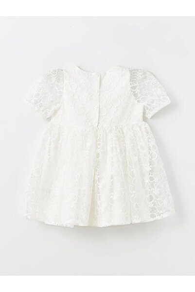 LC Waikiki LCW baby Bisiklet Yaka Kısa Kollu Dantel Kız Bebek Elbise