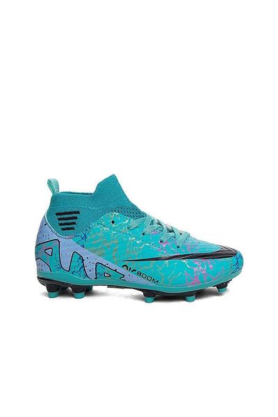 CihanShoes Turquoise Purple Pattern Football Boots Astroturf Turf