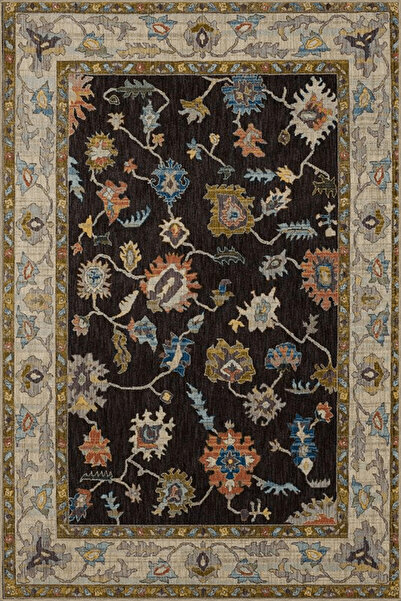 Rugs Modern Halı Kahverengi Bej Temalı Geleneksel Motif Çiçek Desenli Vintage...