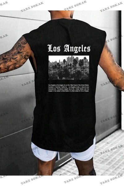 Tarzsokak Unisex LOS ANGELES ŠTAMPANI PREVELIKI BEZRAKOVNI