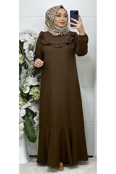Ebrarengiz Moda Λινό Γυναικείο Φόρεμα - Λεπτομέρεια από βολάν