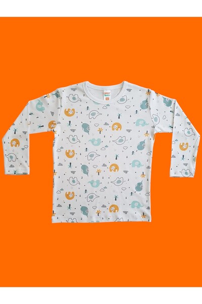 Çamaşır Bahçesi Uzun Kollu Desenli Çocuk Pijama Takım #baskılıçocukpijamatakım #çamaşırbahçesi #hayvandesenli