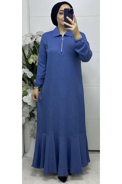 Ebrarengiz Moda ΓΥΝΑΙΚΕΙΟ ΦΟΡΕΜΑ ΛΙΝΟ ΜΕ ΦΕΡΜΟΥΑΡ