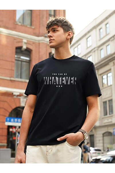 Deocept Μαύρο μπλουζάκι Oversize Whatever Printed