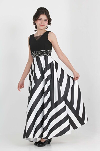 Asortik Kids Kız Çocuk Özel Tafta Kumaş Uzun Abiye Elbise 9 Yaş-10 Yaş-11 Yaş-12 Yaş-13 Yaş