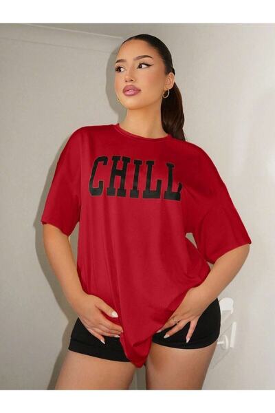 Deocept Tricou oversize pentru femei cu imprimeu CHILL Casual Boyfirend