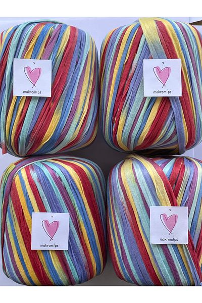 Makromİps PREMIUM MIX SOFT RAFFIA STRING (50 gr X 4 ΤΕΜΑΧΙΑ) ΜΑΛΑΚΟ ΠΟΛΥ ΠΟΛΥΧΡΩΜΙΚΟ ΜΠΟΥΚΑΛΑΡΙ ΤΣΑΝΤΑ ΣΥΡΜΑ ΧΑΡΤΙ
