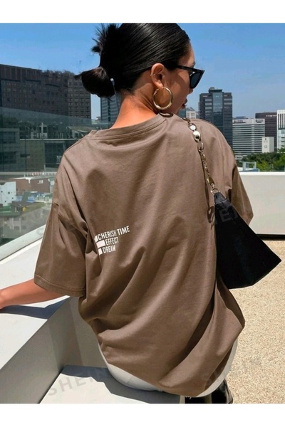 Deocept Γυναικείο Cherish Time Effect Printed Oversize Casual T-shirt Boyfriend