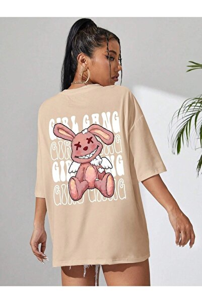 Deocept Girl Gang Printed Oversize T-shirt Casual Boyfirend