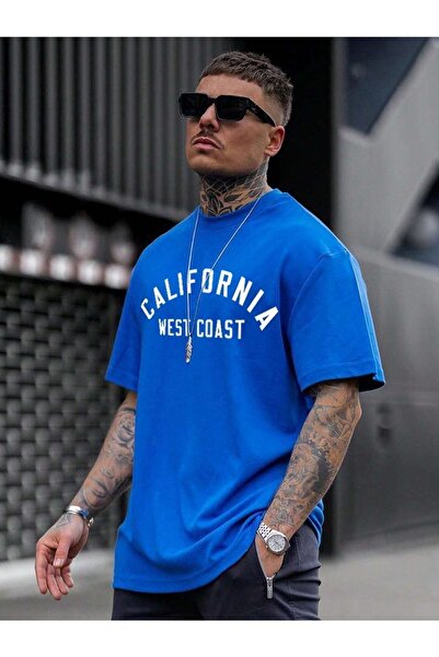 Deocept Ανδρικό μπλουζάκι CALIFORNIA Printed Oversize Casual Boyfirend