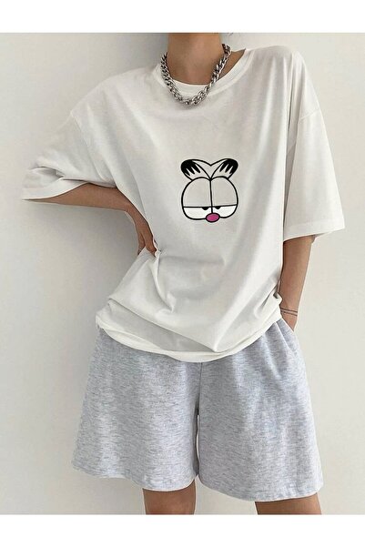 Deocept Tricou oversize cu imprimeu Garfield Casual Boyfirend