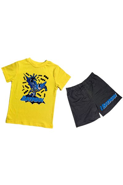 Batman Unisex batman printed cotton fabric short-sleeved children's double suit with shorts