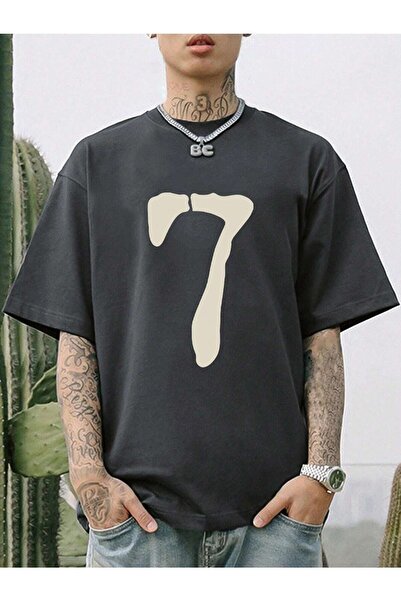 Deocept 7-цифрова надрукована велика чоловіча футболка в стилі бойфренд