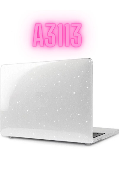 TEKNETSTORE Macbook Air 2024 13.6 Inç M3 Çip A3113 Uyumlu Simli Parlak Crystal 360 Derece Korumalı Kapak