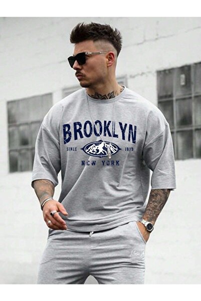 Deocept Бруклінський принт Oversize чоловічий футболка Свободний Boyfirend