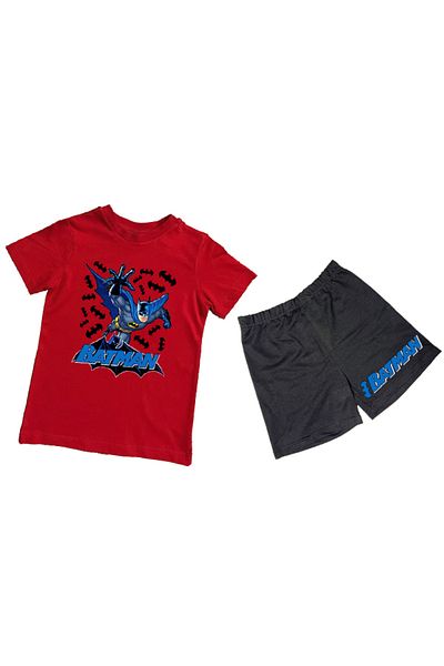 Batman Unisex batman printed cotton fabric short-sleeved children's double suit with shorts